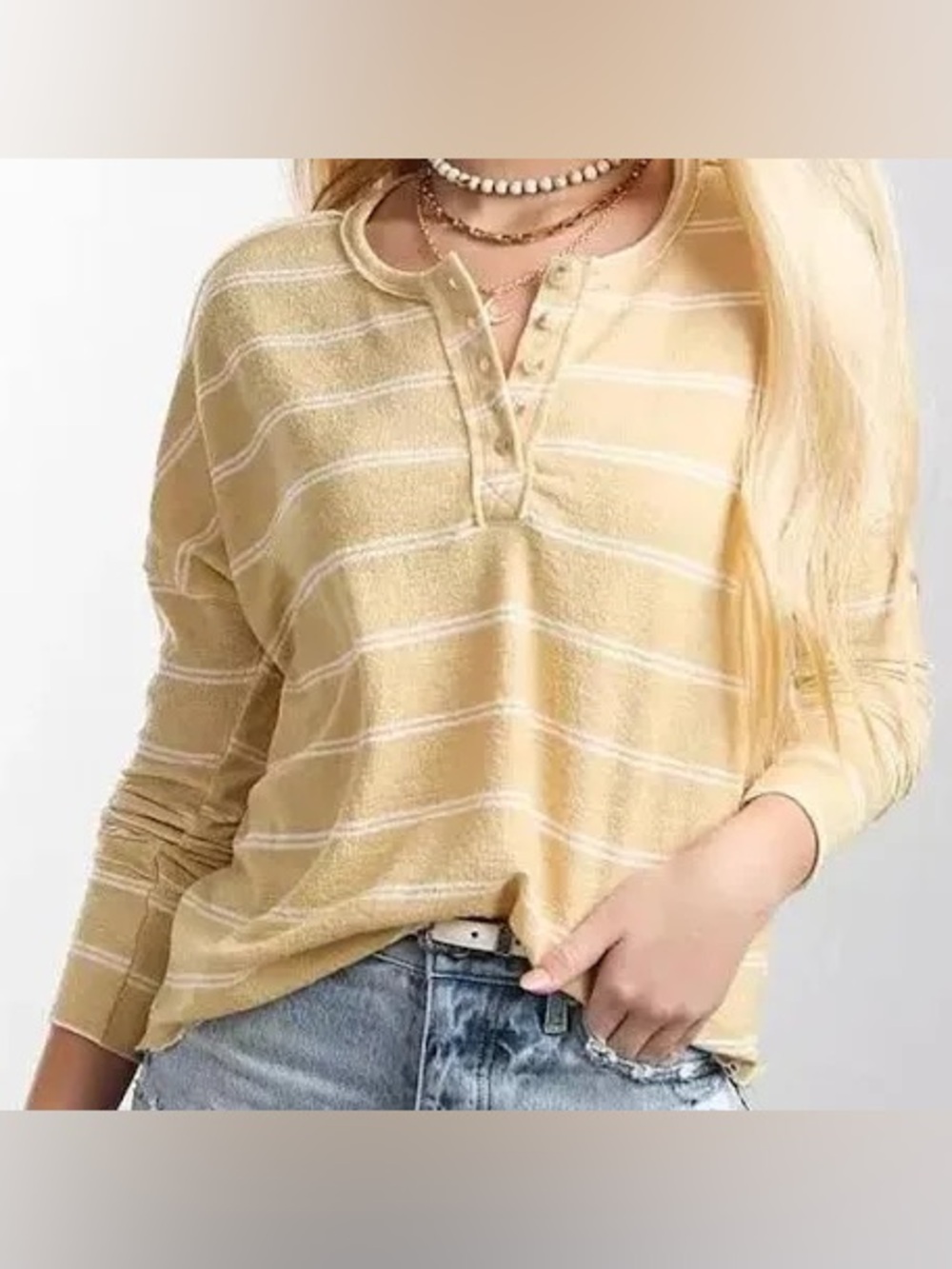 Billabong new everyday Tan Striped Henley Long-Sleeve Shirt